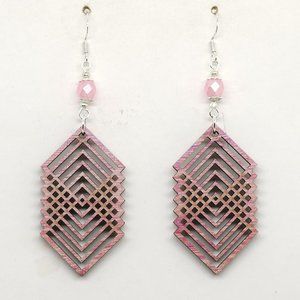 Pink Fire Square Earrings